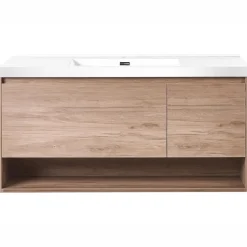 Wastafelkasten-Leen Bakker UMAYO - Wandgemonteerd meubel met wasbak - Lichtbruin - 120 cm - MDF