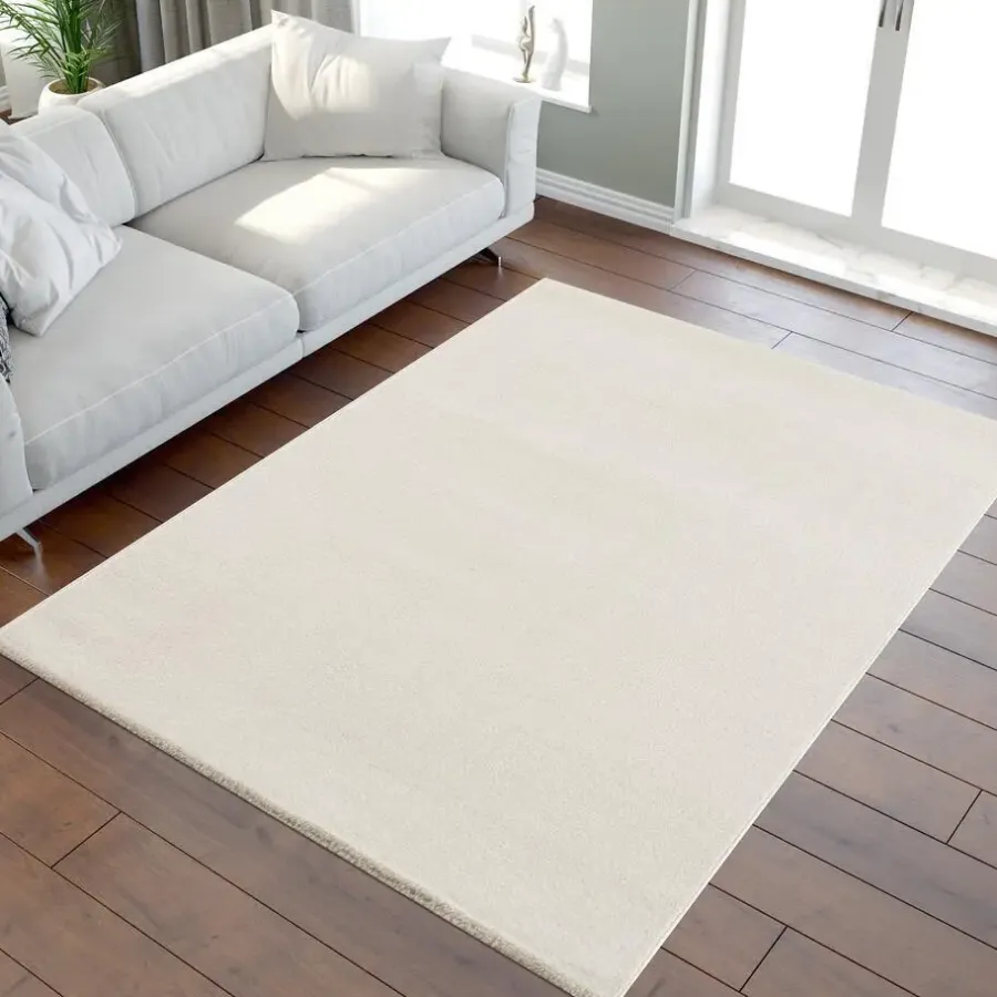 Muratap Uni Effen Laagpolig Vloerkleed Modern Creme - 300x400 CM