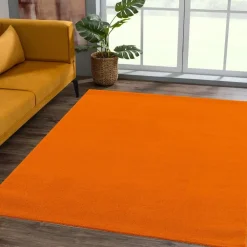 Laagpolige Vloerkleden-Muratap Uni Effen Laagpolig Vloerkleed Modern Oranje - 200x290 CM