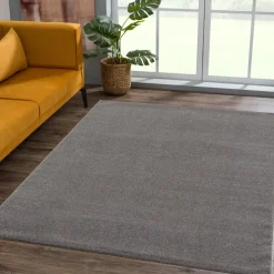 Laagpolige Vloerkleden-Muratap Uni Effen Laagpolig Vloerkleed Modern Grijs - 200x290 CM