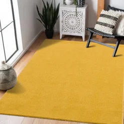 Vloerkleden|Laagpolige Vloerkleden-Muratap Uni Effen Laagpolig Vloerkleed Modern Geel - 140x200 CM