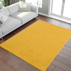 Vloerkleden|Laagpolige Vloerkleden-Muratap Uni Effen Laagpolig Vloerkleed Modern Geel - 140x200 CM