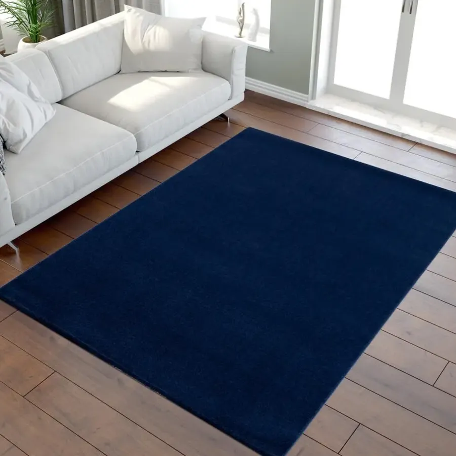 Muratap Uni Effen Laagpolig Vloerkleed Modern Donker Blauw Navy - 140x200 CM