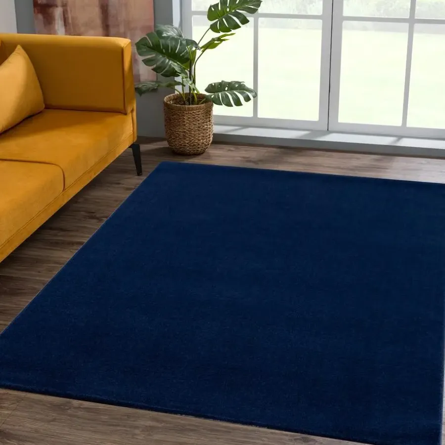Muratap Uni Effen Laagpolig Vloerkleed Modern Donker Blauw Navy - 140x200 CM