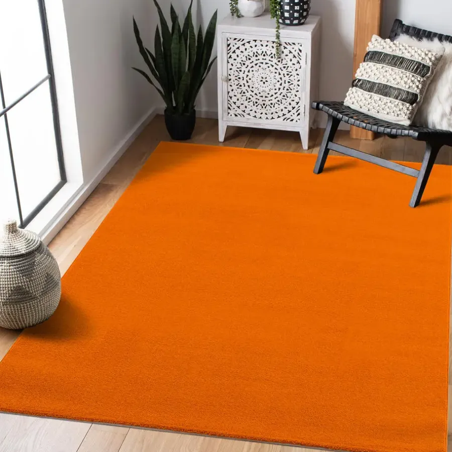Muratap Uni Effen Laagpolig Vloerkleed Modern Oranje - 160x230 CM