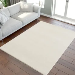 Vloerkleden|Laagpolige Vloerkleden-Muratap Uni Effen Laagpolig Vloerkleed Modern Creme - 250x250 CM Vierkant