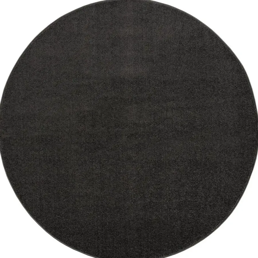 Muratap Uni Rond Effen Laagpolig Vloerkleed Modern Donker Grijs - 150 CM ROND