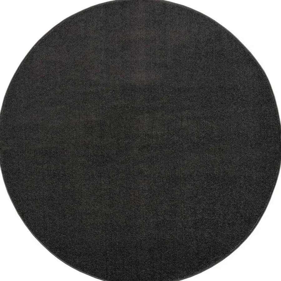 Muratap Uni Rond Effen Laagpolig Vloerkleed Modern Donker Grijs - 150 CM ROND