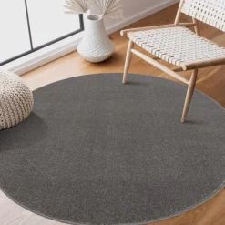 Muratap Uni Rond Effen Laagpolig Vloerkleed Modern Grijs - 300 CM ROND