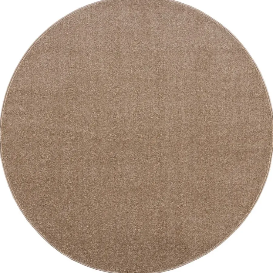 Ronde Vloerkleden-Muratap Uni Rond Effen Laagpolig Vloerkleed Modern Beige - 120 CM ROND