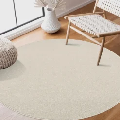 Muratap Uni Rond Effen Laagpolig Vloerkleed Modern Creme - 120 CM ROND
