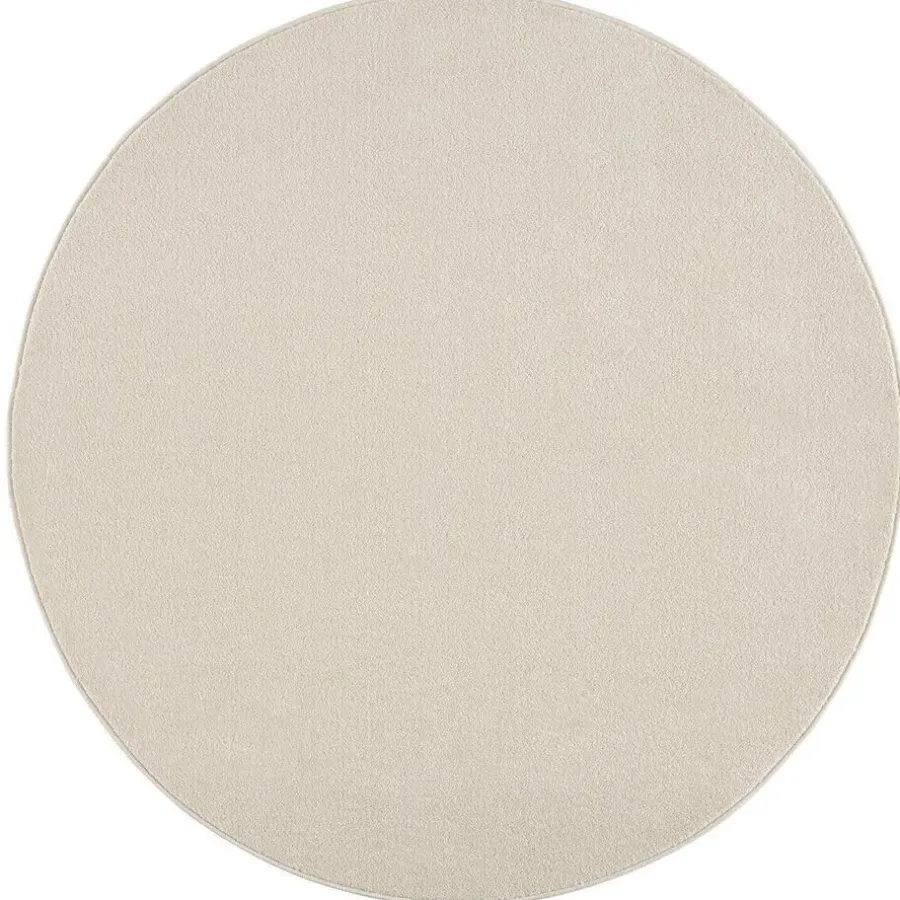 Muratap Uni Rond Effen Laagpolig Vloerkleed Modern Creme - 120 CM ROND