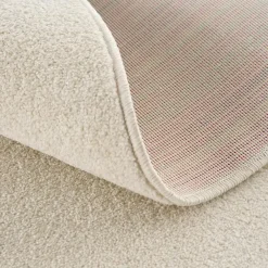 Muratap Uni Rond Effen Laagpolig Vloerkleed Modern Creme - 120 CM ROND