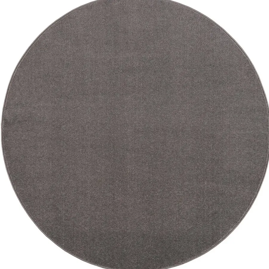 Ronde Vloerkleden-Muratap Uni Rond Effen Laagpolig Vloerkleed Modern Grijs - 120 CM ROND