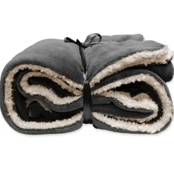 Plaids-Unique Living - Lars coral fleece/suede plaid 150x200cm dark grey