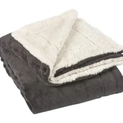 Plaids-Unique Living - Lars coral fleece/suede plaid 150x200cm dark grey