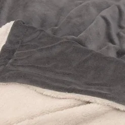 Plaids-Unique Living - Lars coral fleece/suede plaid 150x200cm dark grey