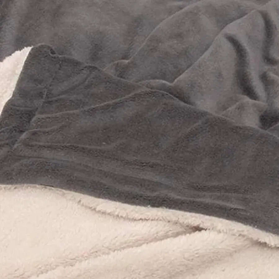 Plaids-Unique Living - Lars coral fleece/suede plaid 150x200cm dark grey
