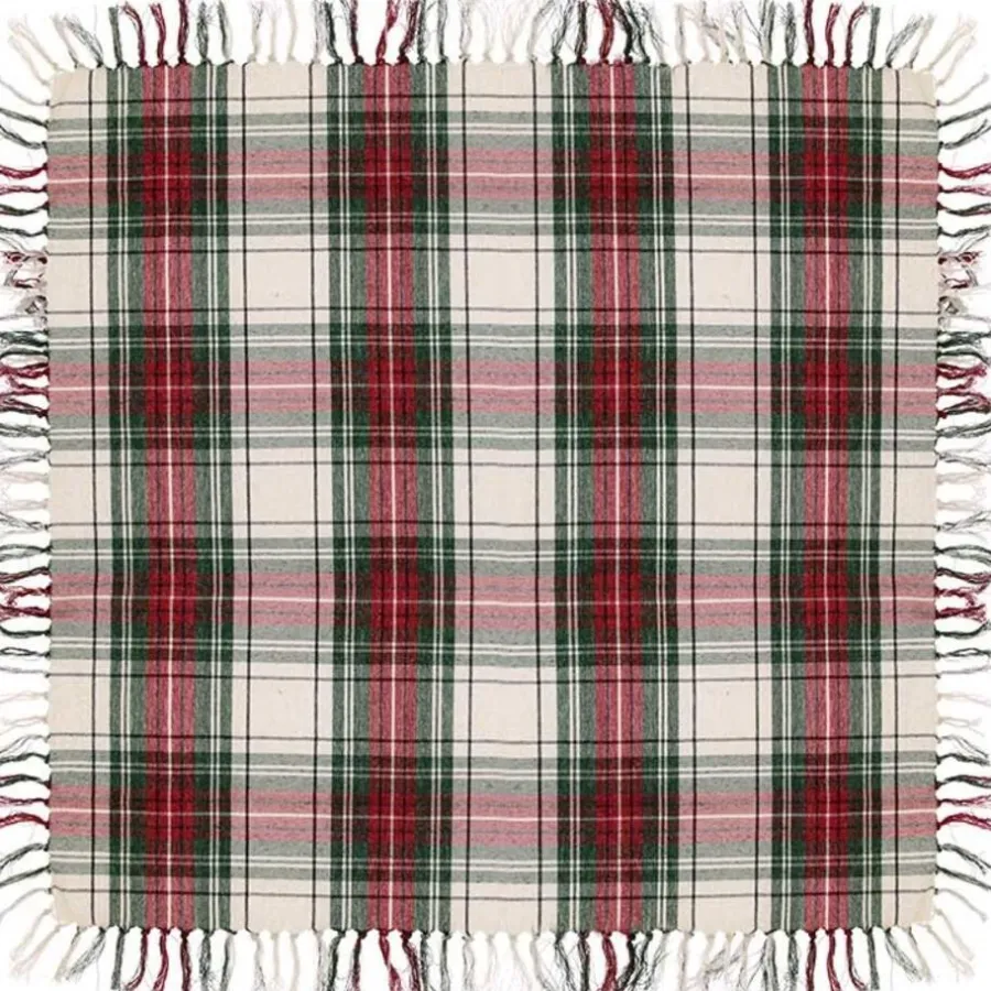 Unique Living - Tafelkleed Xmas Tartan - 90x90cm - White