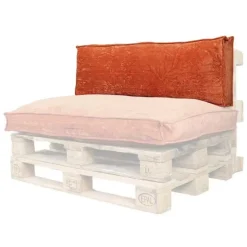 Palletkussens-Unique Living Palletkussen Rugkussen Velours Terracotta - 120 x 40 cm