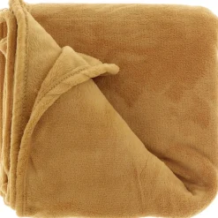 Plaids-Unique Living Plaid-deken - fleece - mosterd geel - polyester - 130 x 180 cm