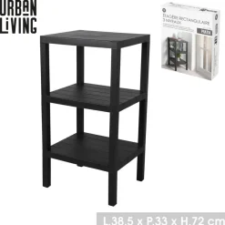 Urban Living Opbergrek - zwart - kunststof - 39 x 33 x 72 cm