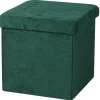 Urban Living poef - hocker - velvet donkergroen - mdf - 38x38 cm