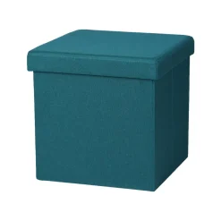 Poefen-Urban Living poef/hocker/opbergbox - zeeblauw - mdf/stof - 38 x 38 cm
