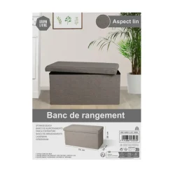 Urban Living poef/hocker/opbergbox - grijs - mdf - 76 x 38 x 38 cm