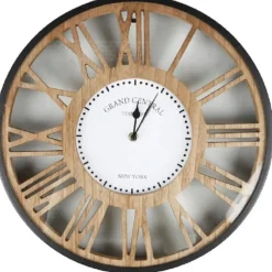 Urban Living Wandklok Grand Central - Open - D40 cm - hout