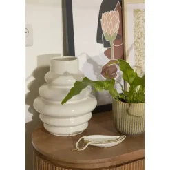 Leen Bakker Vaas Arnica - off-white - keramiek - 30xØ25 cm