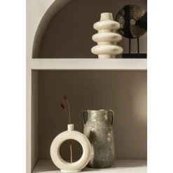 Leen Bakker Vaas Lotus - off-white - keramiek - 22x20x6 cm