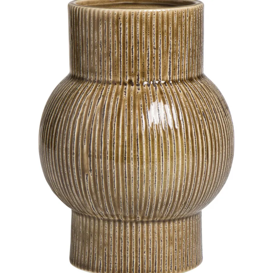 Leen Bakker Vaas Olivia - bruin - keramiek - 18,5x Ø14 cm