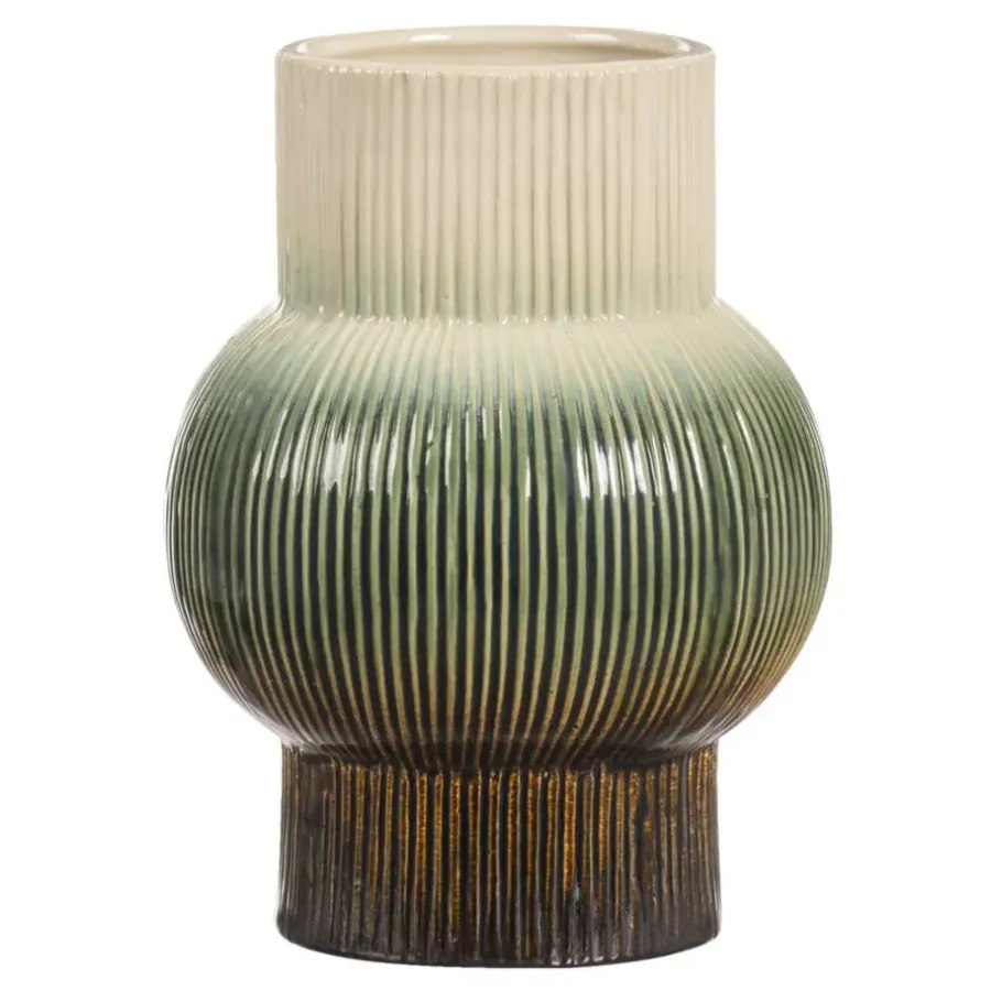 Leen Bakker Vaas Olivia - groen - keramiek - 18xØ13 cm