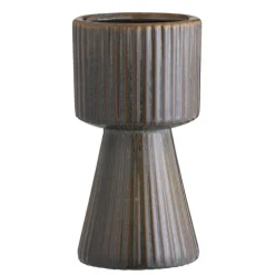 Leen Bakker Vaas Ribe - bruin - keramiek - 29xØ15 cm