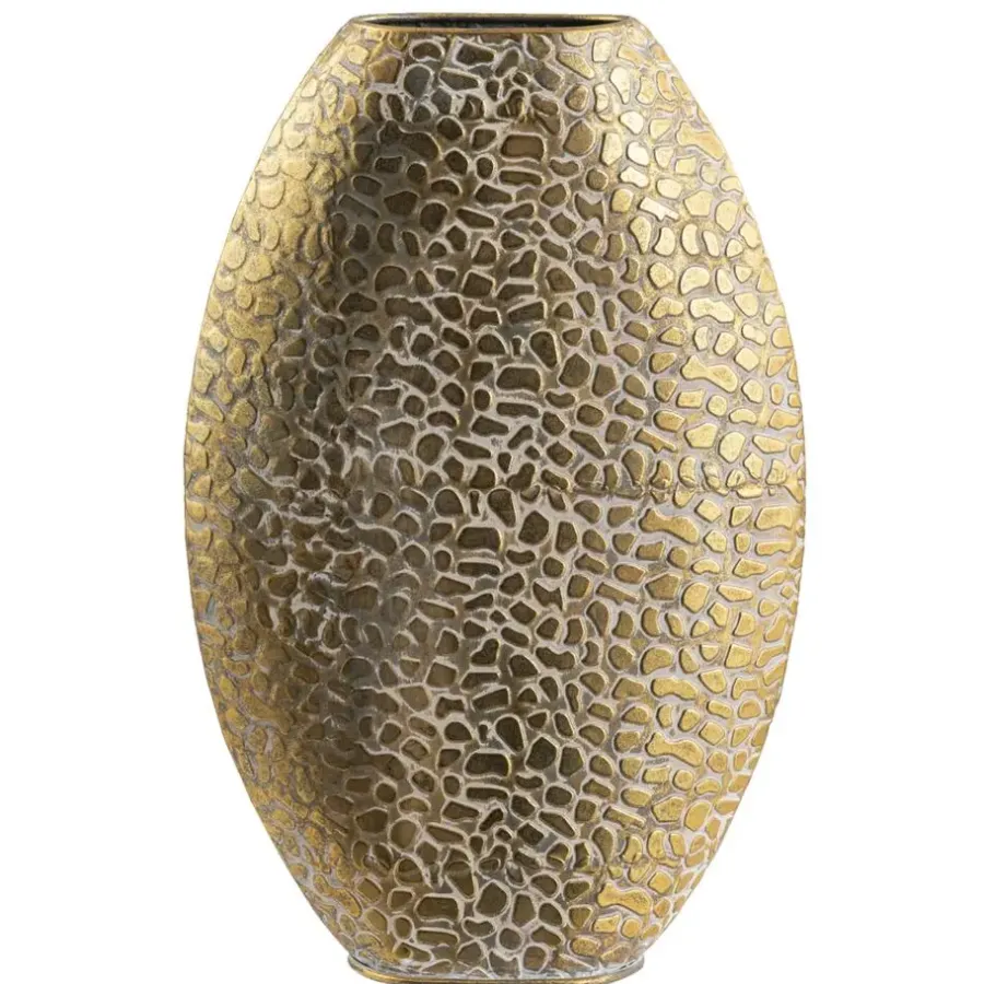 Leen Bakker Vaas Riv - goudkleur - metaal - ovaal - 48,5x32x9,5 cm