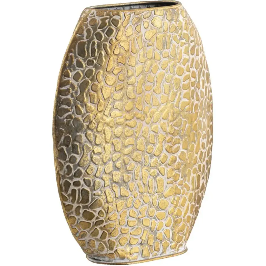 Leen Bakker Vaas Riv - goudkleur - metaal - ovaal - 35x28x8,5 cm