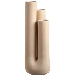 Leen Bakker Vaas Tube - zandkleur - keramiek - 34xø12 cm
