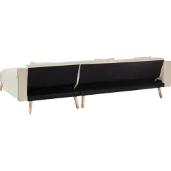 Leen Bakker VADSO - Hoekslaapbank - Lichtbeige - Linkszijdig - Fluweel