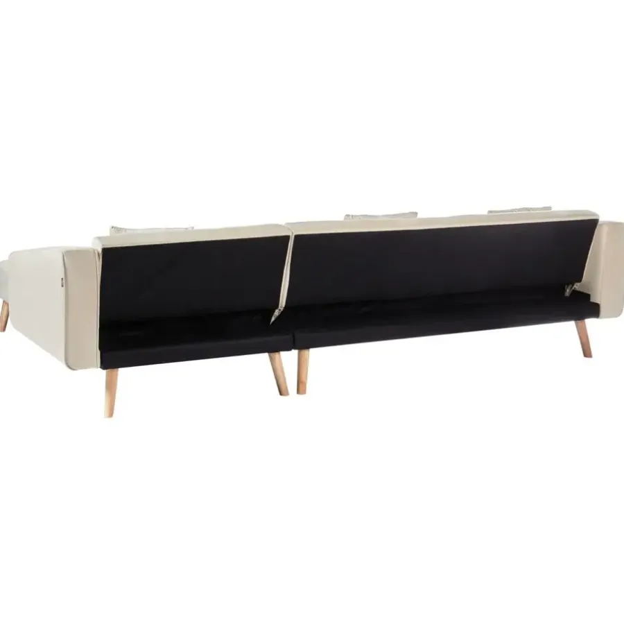 Leen Bakker VADSO - Hoekslaapbank - Lichtbeige - Linkszijdig - Fluweel