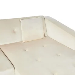 Leen Bakker VADSO - Hoekslaapbank - Lichtbeige - Linkszijdig - Fluweel