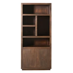 Wandkasten-StarFurn Vakkenkast Bruin Hout - 90x45x200cm - Brussel