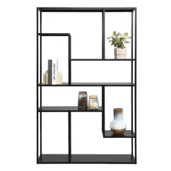 Wandkasten-Leen Bakker Vakkenkast Stan - zwart - metaal - 188x120x35 cm