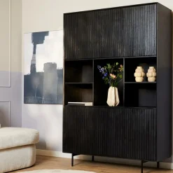 StarFurn Vakkenkast Zwart Hout - 135x45x200cm - Madison XL