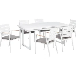 Tuinsets-Beliani VALCANETTO/TAVIANO - Tuinset voor 6 - Grijs - Aluminium