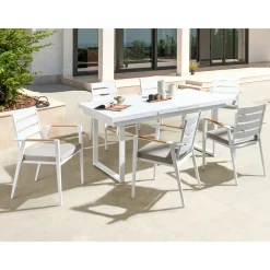 Tuinsets-Beliani VALCANETTO/TAVIANO - Tuinset voor 6 - Grijs - Aluminium