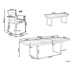 Tuinsets-Beliani VALCANETTO/TAVIANO - Tuinset voor 6 - Grijs - Aluminium