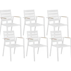 Tuinsets-Beliani VALCANETTO/TAVIANO - Tuinset voor 6 - Grijs - Aluminium