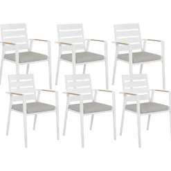 Tuinsets-Beliani VALCANETTO/TAVIANO - Tuinset voor 6 - Grijs - Aluminium