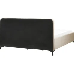 2-Persoons Bedden-Beliani VALOGNES - Tweepersoonsbed - Taupe - 180 x 200 cm - Fluweel